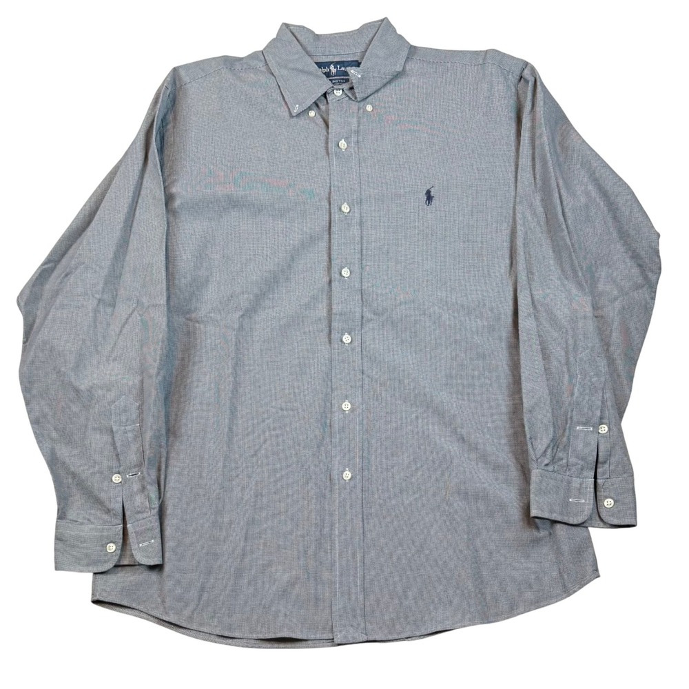 Ralph Lauren Ellington Mens Dress Shirt Button Down Long Sleeve 100% Cotton L